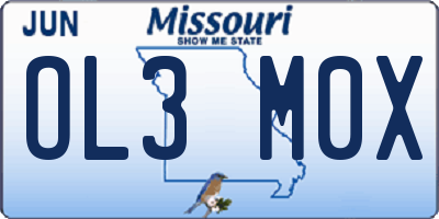 MO license plate OL3M0X