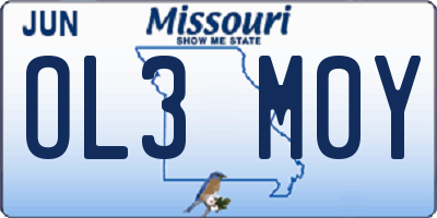 MO license plate OL3M0Y