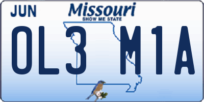 MO license plate OL3M1A