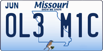 MO license plate OL3M1C