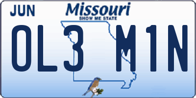 MO license plate OL3M1N