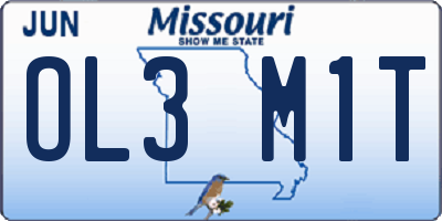 MO license plate OL3M1T