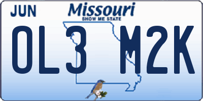 MO license plate OL3M2K