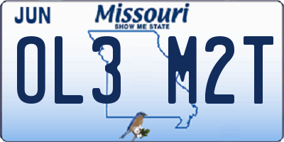 MO license plate OL3M2T