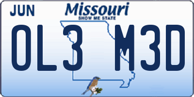 MO license plate OL3M3D