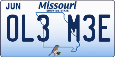 MO license plate OL3M3E
