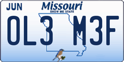MO license plate OL3M3F
