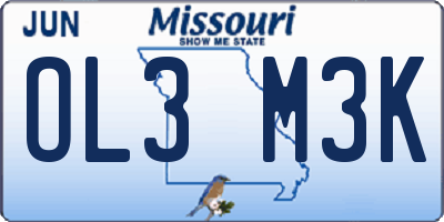 MO license plate OL3M3K
