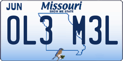 MO license plate OL3M3L