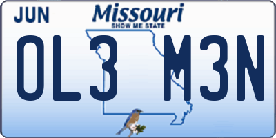 MO license plate OL3M3N