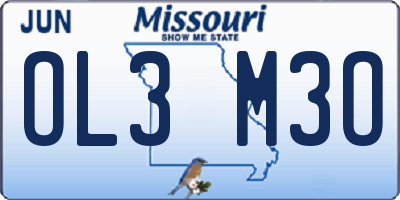 MO license plate OL3M3O
