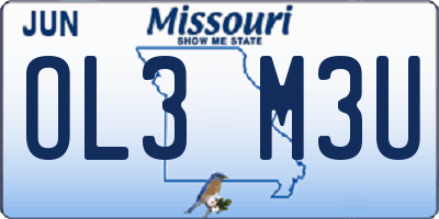 MO license plate OL3M3U