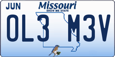 MO license plate OL3M3V