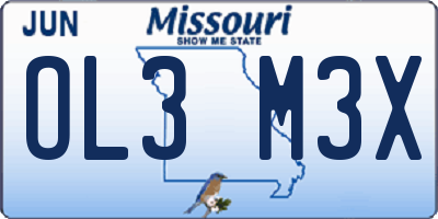 MO license plate OL3M3X