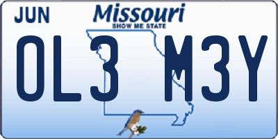 MO license plate OL3M3Y