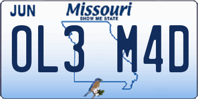 MO license plate OL3M4D