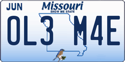 MO license plate OL3M4E