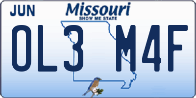 MO license plate OL3M4F