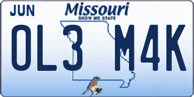 MO license plate OL3M4K