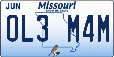 MO license plate OL3M4M