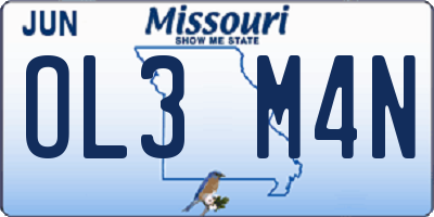 MO license plate OL3M4N