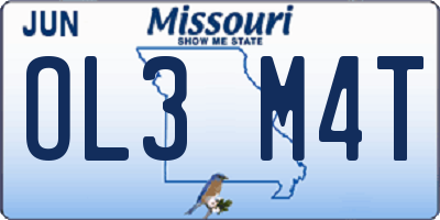 MO license plate OL3M4T