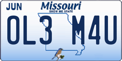 MO license plate OL3M4U