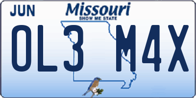MO license plate OL3M4X