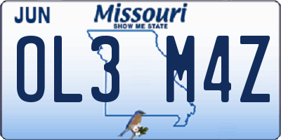 MO license plate OL3M4Z