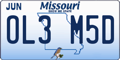 MO license plate OL3M5D