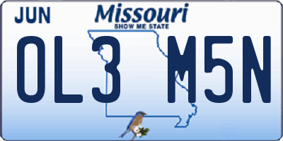 MO license plate OL3M5N