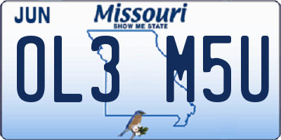 MO license plate OL3M5U
