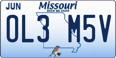 MO license plate OL3M5V