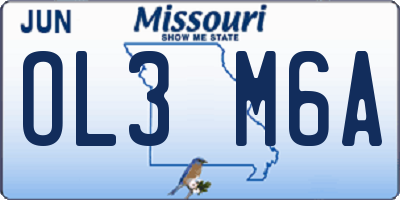 MO license plate OL3M6A