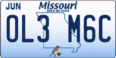MO license plate OL3M6C