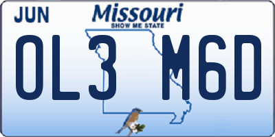 MO license plate OL3M6D