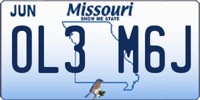 MO license plate OL3M6J