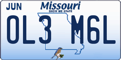 MO license plate OL3M6L