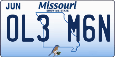 MO license plate OL3M6N