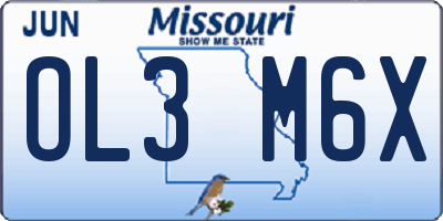 MO license plate OL3M6X