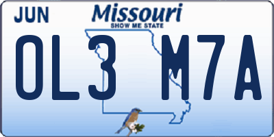 MO license plate OL3M7A