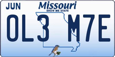 MO license plate OL3M7E