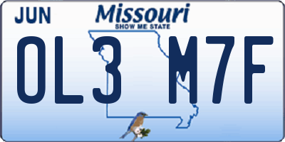 MO license plate OL3M7F