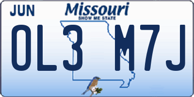 MO license plate OL3M7J