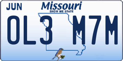 MO license plate OL3M7M