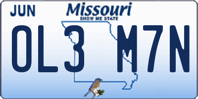 MO license plate OL3M7N