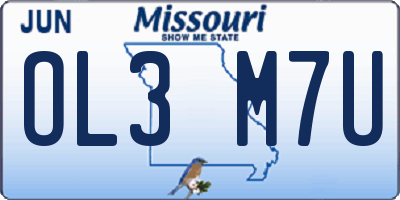 MO license plate OL3M7U
