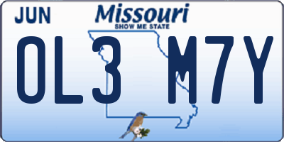 MO license plate OL3M7Y
