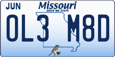 MO license plate OL3M8D