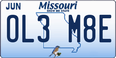 MO license plate OL3M8E